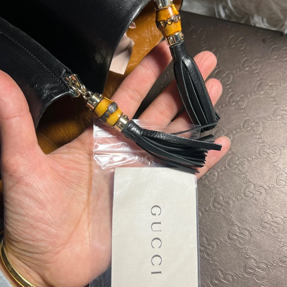 Gucci Knee High Tassel Boot EU 37  US 7Black Leather High Heel Platform - Picture 9 of 16
